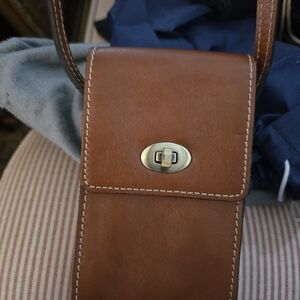 Brown Leather Crossbody Phone Pouch - Patricia Nash